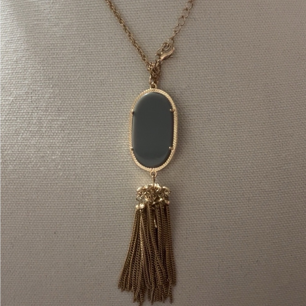 Gold and Gray Textured Necklace with Pendant